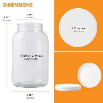 FastRack 1 Gallon Glass Widemouth Jar, 1 Count (Pack of 1), Clear