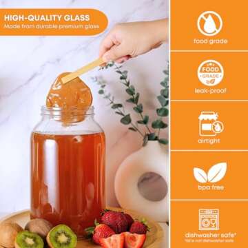 FastRack 1 Gallon Glass Widemouth Jar, 1 Count (Pack of 1), Clear