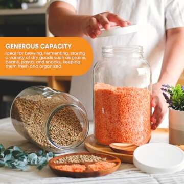 FastRack 1 Gallon Glass Widemouth Jar, 1 Count (Pack of 1), Clear