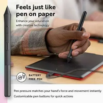 One by Wacom Small Graphics Drawing Tablet 8.3 x 5.7 Inches, Portable Versatile for Students and Creators, Ergonomic 2048 Pressure Sensitive Pen Included, Compatible with Chromebook Mac and Windows