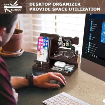Yirilan Wood Phone Docking Station - Perfect Gift Organizer