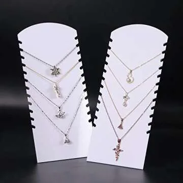 Coward 2Pcs/Set Acrylic Jewelry Holder Organizer, Necklace Display Stand For Show, Necklaces Rack For Selling(Acrylic White)