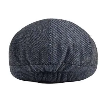 VOBOOM Men's Wool Blend 8 Panel Newsboy Cap for All Seasons