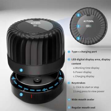 KITOOL Electric Mason Jar Vacuum Sealer Kit for Wide-Mouth & Regular-Mouth Mason Jars, Food Saver Vacuum Canning Sealer Machine Includes 10 Jar Lids