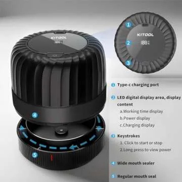 KITOOL Electric Mason Jar Vacuum Sealer Kit for Wide-Mouth & Regular-Mouth Mason Jars, Food Saver Vacuum Canning Sealer Machine Includes 10 Jar Lids