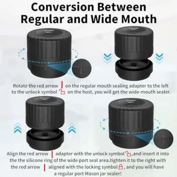 KITOOL Electric Mason Jar Vacuum Sealer Kit for Wide-Mouth & Regular-Mouth Mason Jars, Food Saver Vacuum Canning Sealer Machine Includes 10 Jar Lids