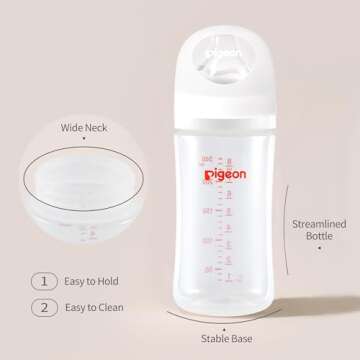 Pigeon PP Nursing Bottle Wide Neck - Anti-Colic, Natural Feel, 8.1 Oz (Pack of 4)