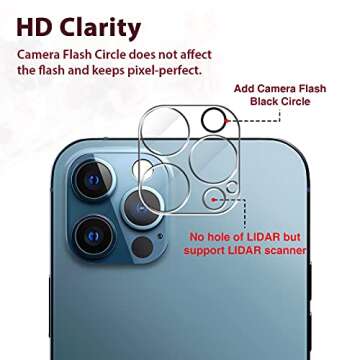 EGV [3 Pack Camera Lens Protector Compatible for iPhone 12 Pro Max 6.7-inch Tempered Glass [Easy Installation] [HD Clear] [Case Friendly]