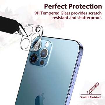 EGV [3 Pack Camera Lens Protector Compatible for iPhone 12 Pro Max 6.7-inch Tempered Glass [Easy Installation] [HD Clear] [Case Friendly]