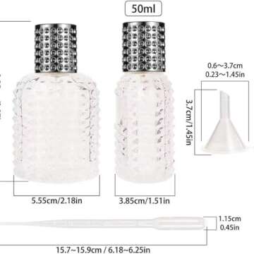 JJKMALL 50ml/1.7oz Refillable Perfume Atomizer Bottle - Thick Clear Glass, Fine Mist Spray for Luxur...