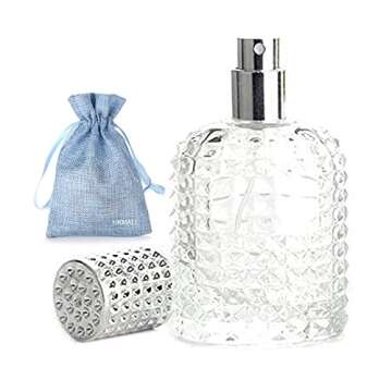 JJKMALL 50ml/1.7oz Refillable Perfume Atomizer Bottle - Thick Clear Glass, Fine Mist Spray for Luxury Fragrances & Aftershaves (Includes Funnel, Dropper, Storage Bag)
