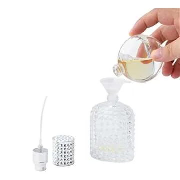 JJKMALL 50ml/1.7oz Refillable Perfume Atomizer Bottle - Thick Clear Glass, Fine Mist Spray for Luxury Fragrances & Aftershaves (Includes Funnel, Dropper, Storage Bag)