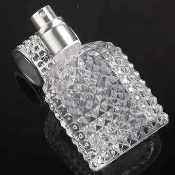JJKMALL 50ml/1.7oz Refillable Perfume Atomizer Bottle - Thick Clear Glass, Fine Mist Spray for Luxury Fragrances & Aftershaves (Includes Funnel, Dropper, Storage Bag)