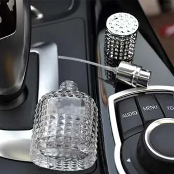 JJKMALL 50ml/1.7oz Refillable Perfume Atomizer Bottle - Thick Clear Glass, Fine Mist Spray for Luxury Fragrances & Aftershaves (Includes Funnel, Dropper, Storage Bag)