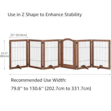 beeNbkks Extra Wide Pet Gate, 6 Panels Freestanding Dog Gate with Walk Through Door and 4 Support Feet, Foldable Pet Barrier Fence for Stairs Doorways Fireplace, Indoor Exercise Playpen for Dogs Cats