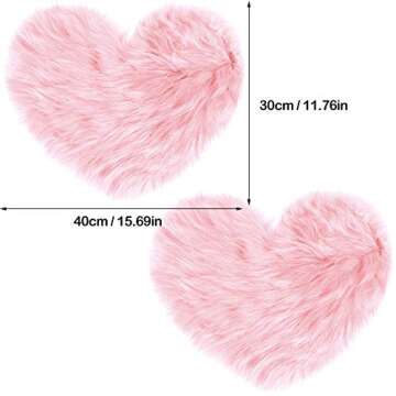 Mudder 2 Pieces Heart Shaped Rug Faux Room Fluffy Carpet Heart Shaped Door Mat for Room Bedroom, 12 ...