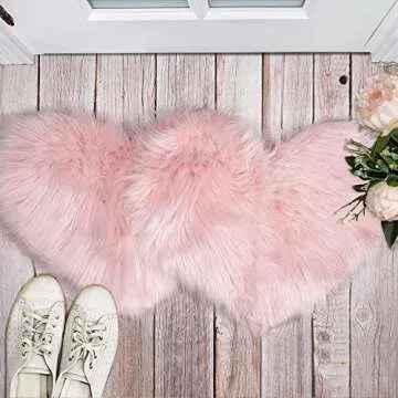 Mudder Heart Shaped Rug Set - Soft Faux Fur Decor