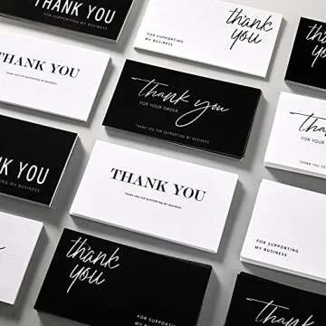 120 Pieces Thank You for Your Order Cards Customer Appreciation Note Cards Thank You for Supporting My Business Card for Small Business Owners Stores Online Retailers 3.5 x 2 Inch(Black, White)