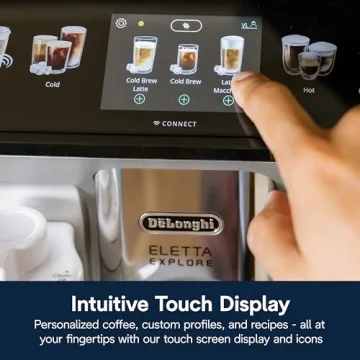 De'Longhi Eletta Explore Espresso Machine with Cold Brew, Hot & Cold Milk Frother - 50+ Recipes, Built in Grinder, User Profiles, Smartphone Compatible with Bean Adapt Technology for Ideal Extraction (Renewed)