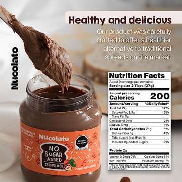 NUCOLATO | Hazelnut Spread | 12.3 oz - 350 g | Keto Friendly - No Sugar Added | Best Low Carb Dessert - Food Snacks | Perfect Topping for Cake, Bananas, Cookies, Pancakes - No Butter