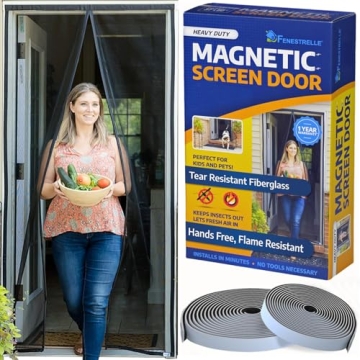 Fenestrelle Magnetic Screen Door - Self Closing, Pet Friendly, Heavy Duty Fiberglass Screen Door Mes...