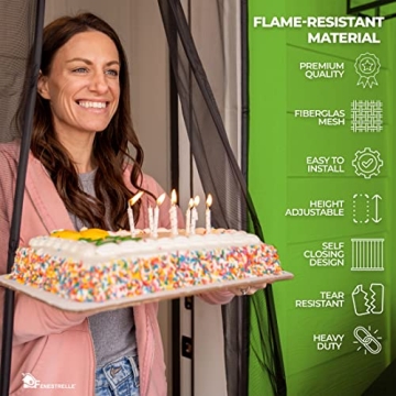 Fenestrelle Magnetic Screen Door - Self Closing, Pet Friendly, Heavy Duty Fiberglass Screen Door Mesh to Keep Bugs Out - Door Screen Magnetic Closure - Fits Door Size 34"x80"