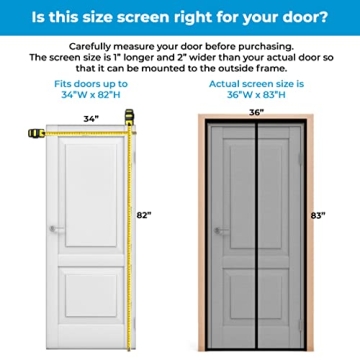 Fenestrelle Magnetic Screen Door - Self Closing, Pet Friendly, Heavy Duty Fiberglass Screen Door Mesh to Keep Bugs Out - Door Screen Magnetic Closure - Fits Door Size 34"x80"