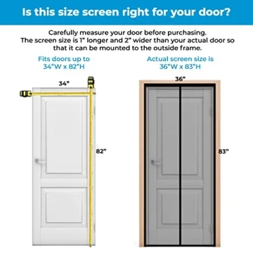 Fenestrelle Magnetic Screen Door - Self Closing, Pet Friendly, Heavy Duty Fiberglass Screen Door Mesh to Keep Bugs Out - Door Screen Magnetic Closure - Fits Door Size 34"x80"