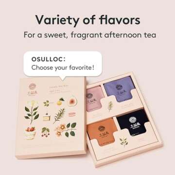 OSULLOC Lovely Tea Gift Box Set (12 count, 4 flavors x 3 EA), Valentines day Gifts for her | Premium Blended Tea from Jeju | Korean Tea Sampler | Fruit Tea Variety Pack | Pyramid Tea Bag Series