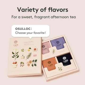OSULLOC Lovely Tea Gift Box Set (12 count, 4 flavors x 3 EA), Valentines day Gifts for her | Premium Blended Tea from Jeju | Korean Tea Sampler | Fruit Tea Variety Pack | Pyramid Tea Bag Series
