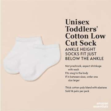 Amazon Essentials Toddler Cotton Low Cut Socks 14 Pairs