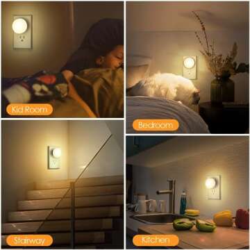FOLKSMATE LED Night Lights Plug into Wall 5-Pack, Plug in Nightlight Soft White with Light Sensors for Adults, Kids Room, Bedroom, Bathroom, Hallway