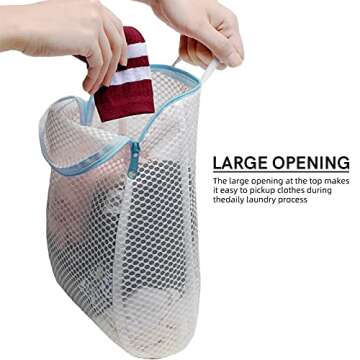 COMLIFE Set of 2 Delicates Honeycomb Mesh Laundry Bag，Use YKK Zipper，with Handle, Extra Large Opening, Baby Products, Face Cleansing Pads,Socks, Fine Knitwear Mesh Wash Bags (Blue)