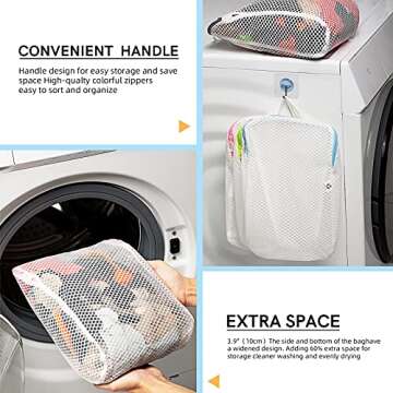 COMLIFE Set of 2 Delicates Honeycomb Mesh Laundry Bag，Use YKK Zipper，with Handle, Extra Large Opening, Baby Products, Face Cleansing Pads,Socks, Fine Knitwear Mesh Wash Bags (Blue)