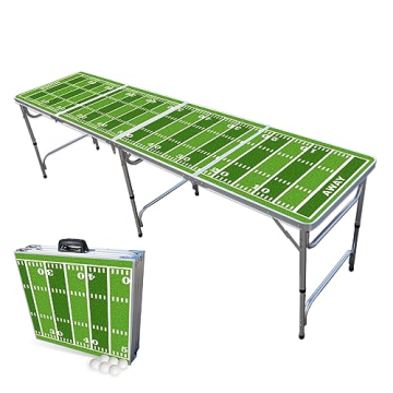 PARTYPONG 8-Foot Folding Beer Pong Table - Football Field Edition