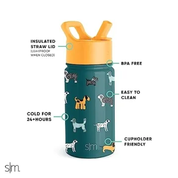 Kids Insulated Water Bottle with Straw Lid for School