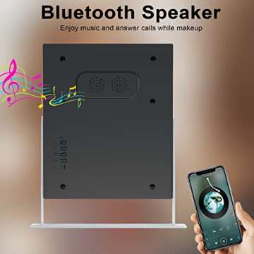 Hansong Lighted Vanity Mirror with Bluetooth Speaker and Wireless Charging Makeup Mirror with Lights...