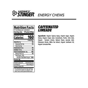 Honey Stinger Energy Chews, Limeade, Naturally Caffeinated, Sports Nutrition, 1.8 Ounce (Pack of 12)