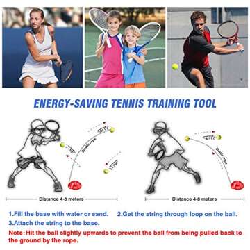Teloon Solo Tennis Trainer Rebound Ball with String for Self Tennis Practice Training Tool for Adults or Kids Beginners with 2 String Balls Elastic and a Portable Mesh Bag