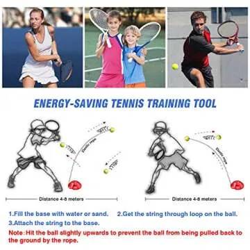 Teloon Solo Tennis Trainer Rebound Ball with String for Self Tennis Practice Training Tool for Adults or Kids Beginners with 2 String Balls Elastic and a Portable Mesh Bag