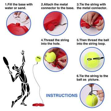 Teloon Solo Tennis Trainer Rebound Ball with String for Self Tennis Practice Training Tool for Adults or Kids Beginners with 2 String Balls Elastic and a Portable Mesh Bag
