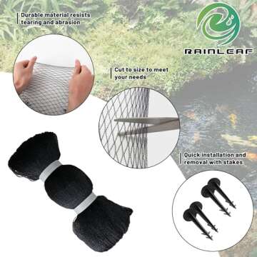 Rainleaf 28' x 30' Heavy Duty Pond Netting for Koi Safety