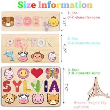 Name Puzzle for Kids Personalized,Montessori Learning Toys for Baby Boy & Girl 1-3 Year Old - Person...
