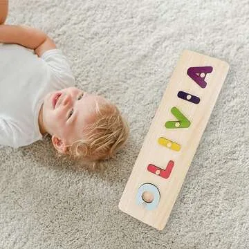 Name Puzzle for Kids Personalized,Montessori Learning Toys for Baby Boy & Girl 1-3 Year Old - Personalized Baby Gifts, Puzzles for Toddlers 1-3-baby Toys,1 Year Old Toys.Engraved Text on Back