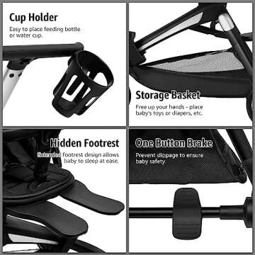 Lightweight Stroller, Convenience Baby Stroller with 360° Two-Way Rotational Seat, Baby Toddler Stroller for Travel, Multi Position Recline, Ultra Compact Fold & Airplane Ready Travel Stroller