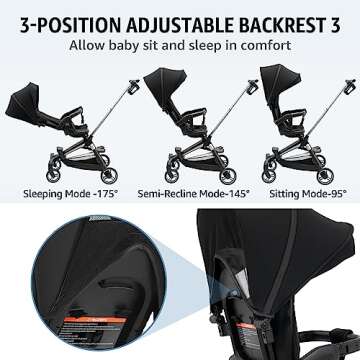 Lightweight Stroller, Convenience Baby Stroller with 360° Two-Way Rotational Seat, Baby Toddler Stroller for Travel, Multi Position Recline, Ultra Compact Fold & Airplane Ready Travel Stroller
