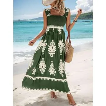 Chouyatou Women's Floral Maxi Party Dress in Green