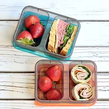 Youngever 9 Sets Thick Bento Lunch Box, Meal Prep Containers, Reusable Plastic Food Storage Containe...