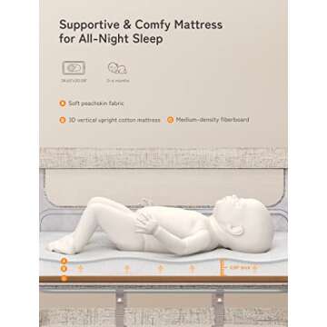 Baby Bassinet Bedside Sleeper, besrey Bedside Bassinet for Newborn Infant with Comfy Mattress, 9 Hei...