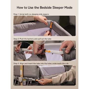 Baby Bassinet Bedside Sleeper, besrey Bedside Bassinet for Newborn Infant with Comfy Mattress, 9 Height Positions, Adjustable Bedside Crib with 360° Swivel Wheels Bassinet for Baby with Storage Basket